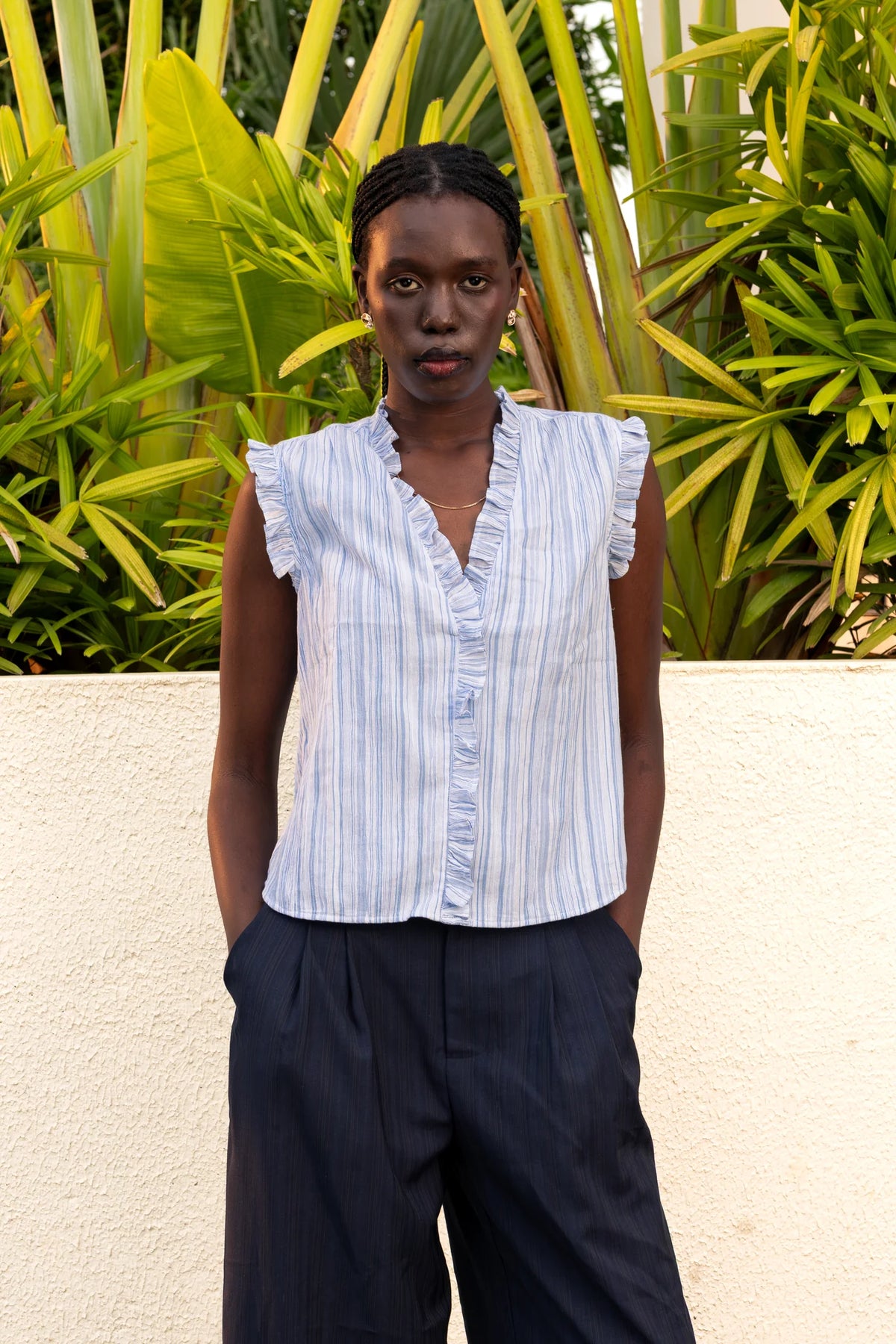 Blue Note Ruffle Top
