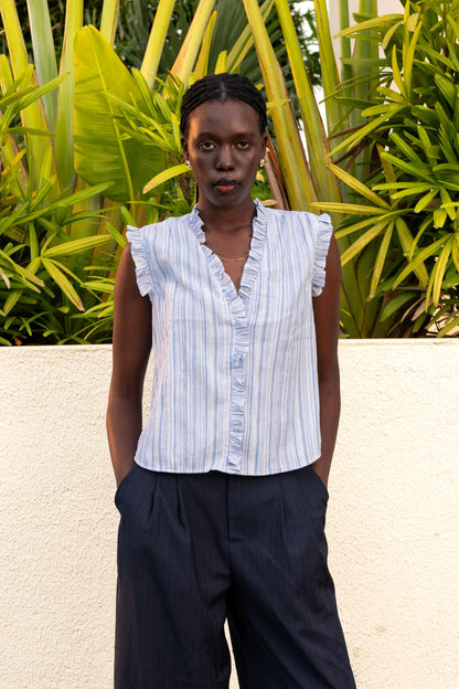 Blue Note Ruffle Top